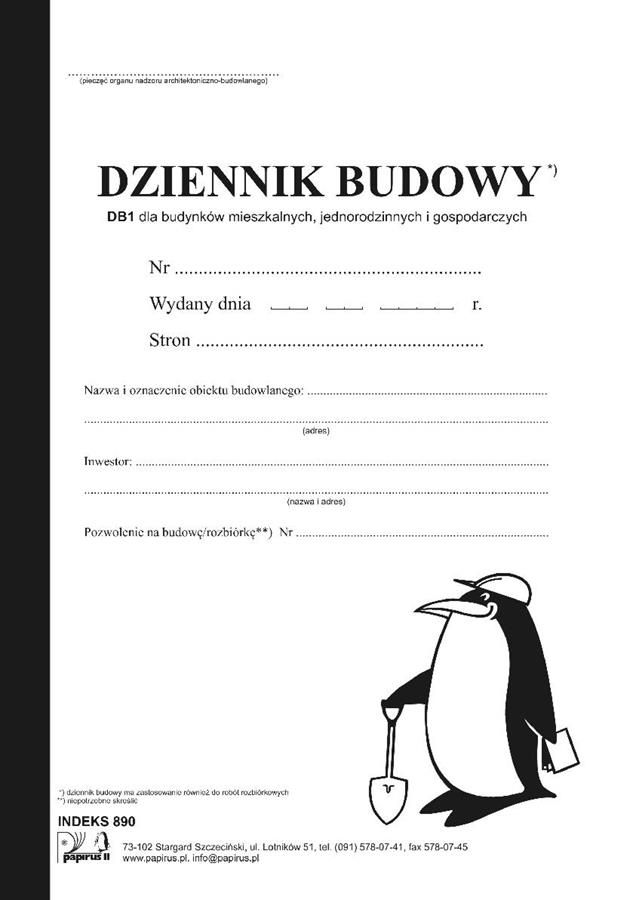 ND39_57597 DZIENNIK BUDOWY A4 DB1 PIR 890