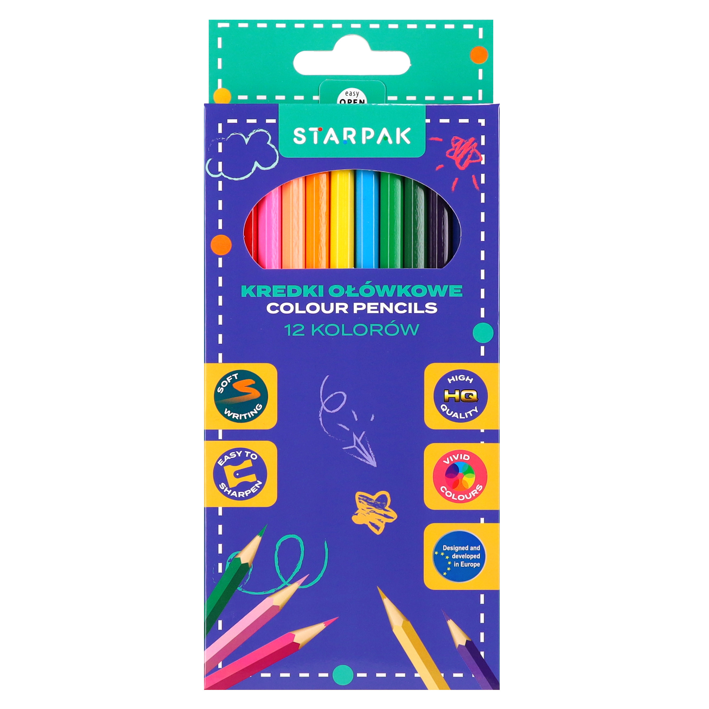 pastelli a matita 12 colori scuola starpak pud