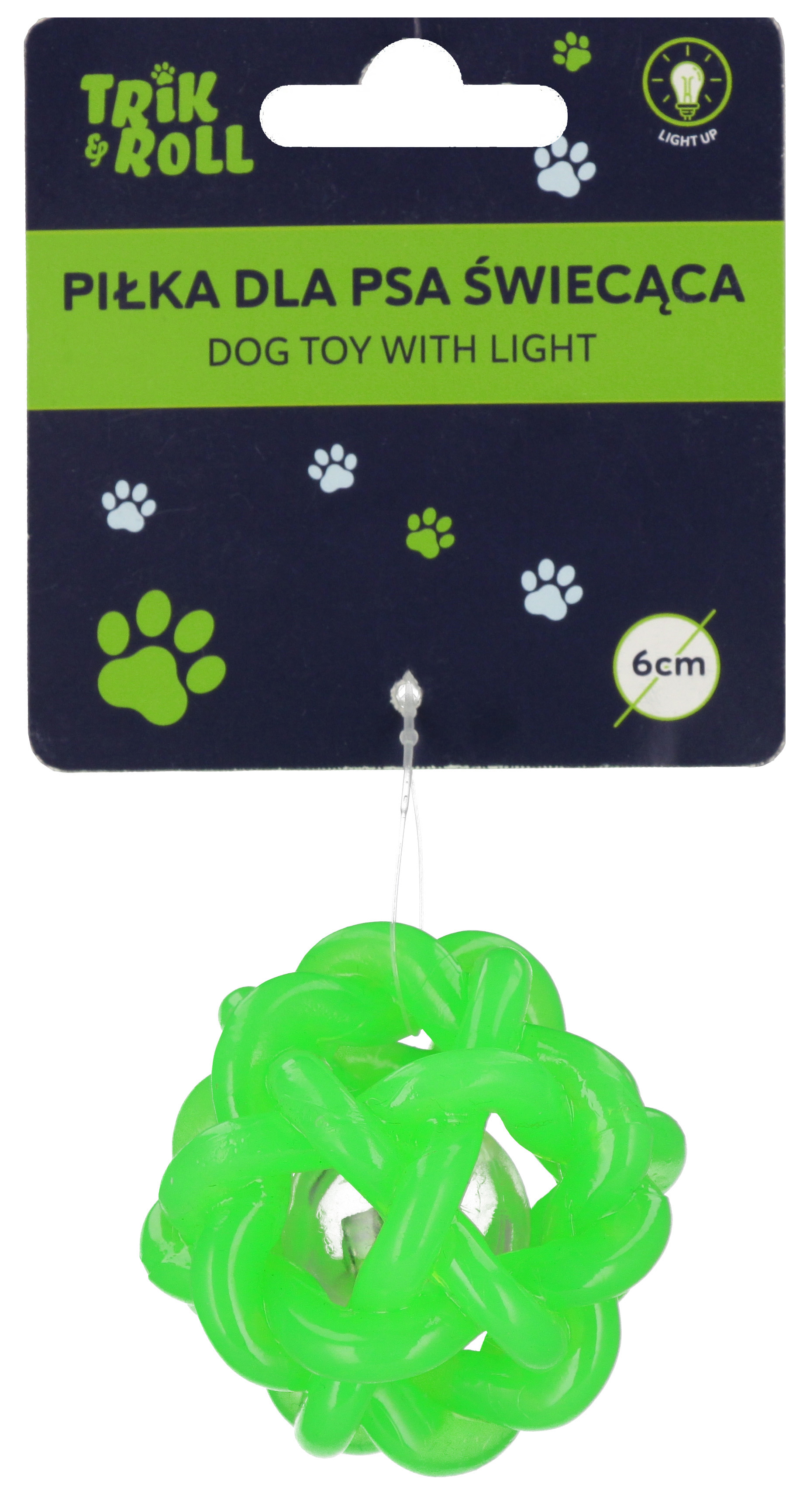 palla giocattolo per cani verde chiaro 6 cm trick