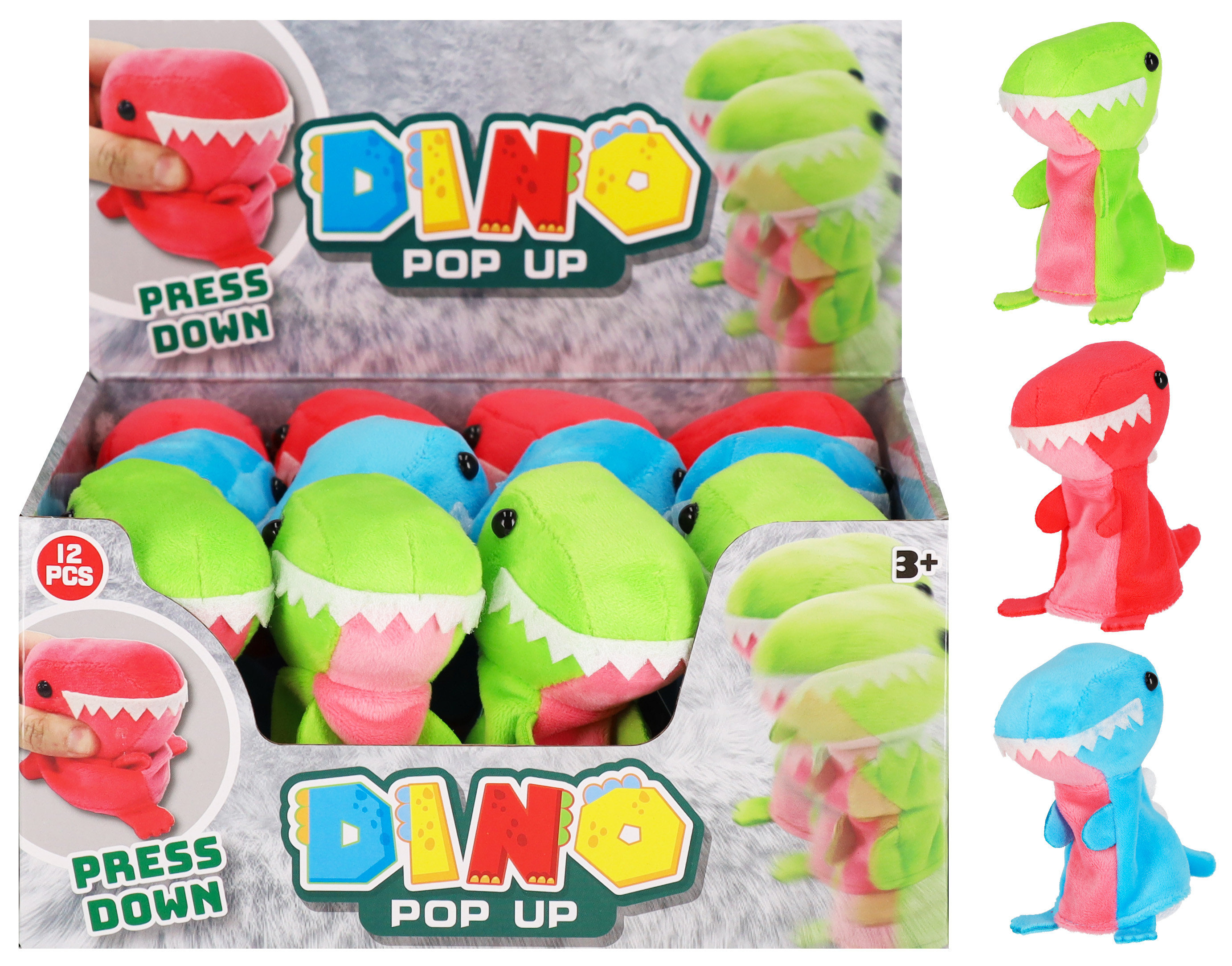 giocattolo salta dinosauro peluche 10cm mix3 mc on