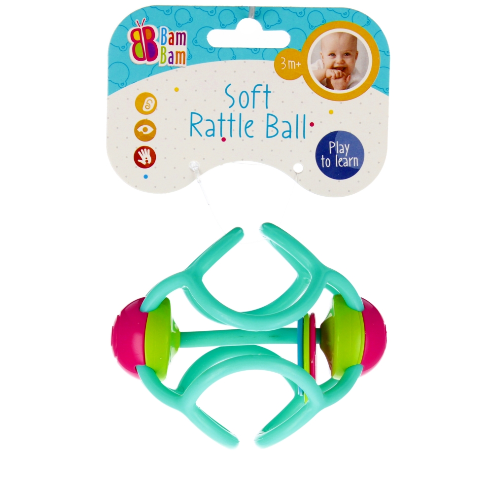bam bam pallina di gomma con sonaglio 12x17x9 mix3