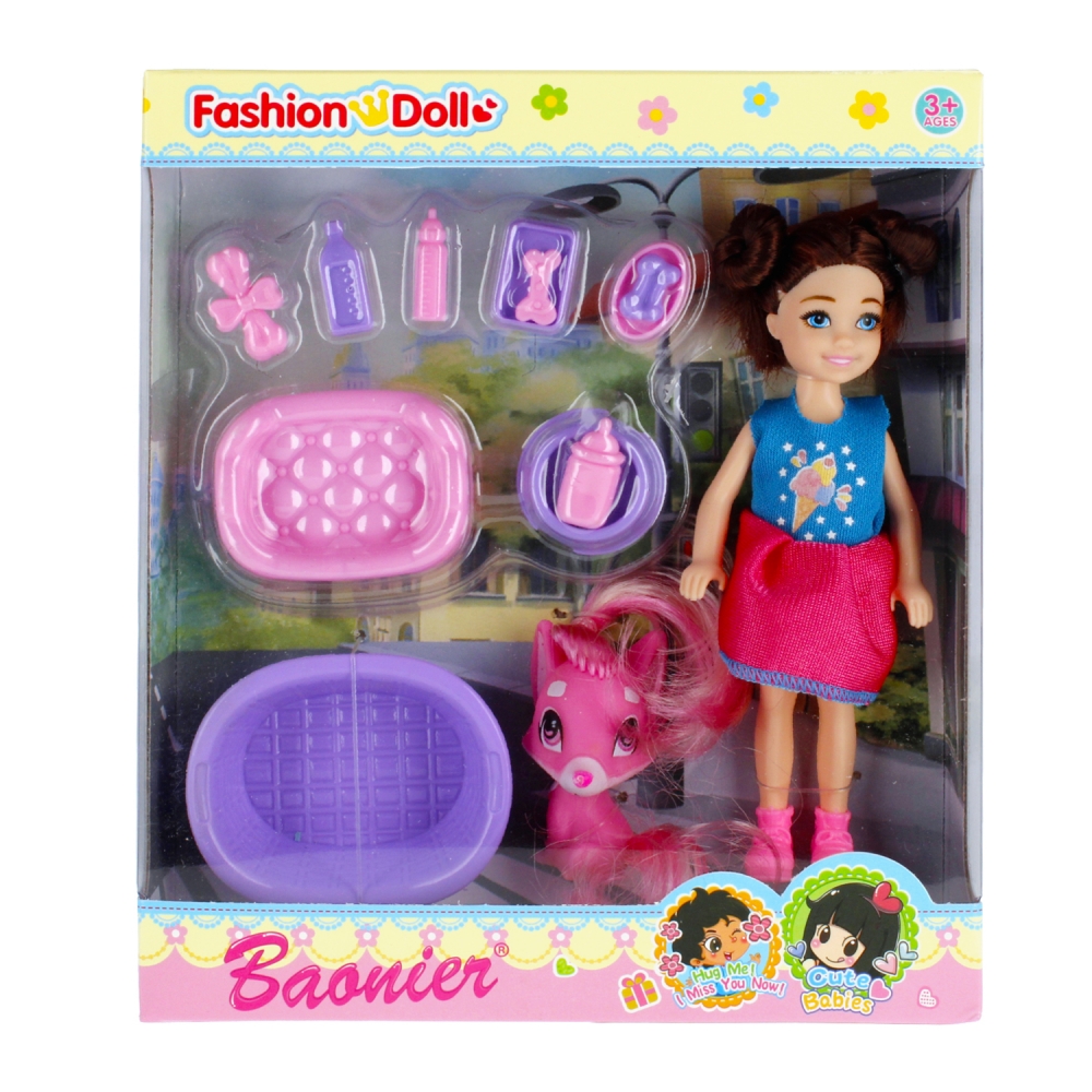 bambola 15cm + accessori 18x20x5 mix4 mesi per Dis