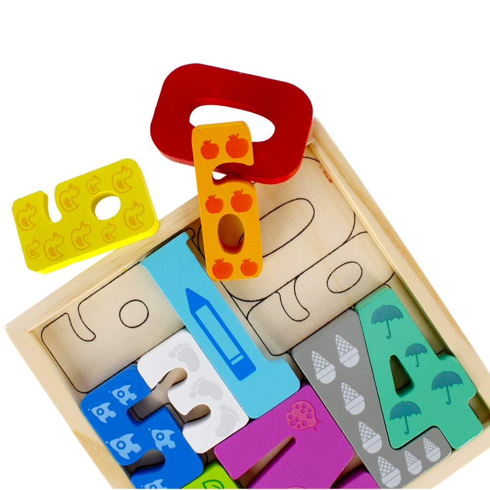 Puzzle numeri in legno 10 pezzi 17x17x2 mc lamina