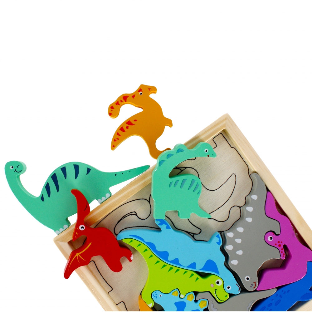 puzzle in legno dinosauri 12 pezzi 17x17x2 mc lami