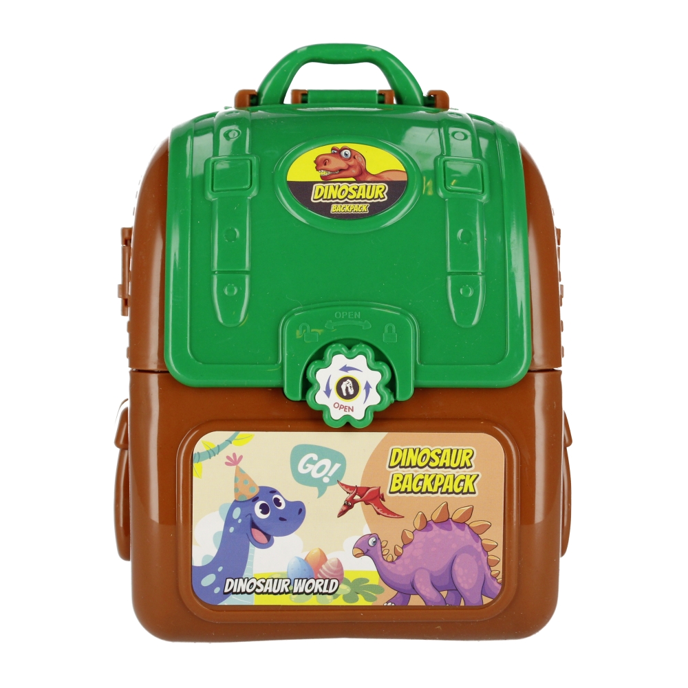 dinosauro + accessori in zaino 12x14x7 mc a displ