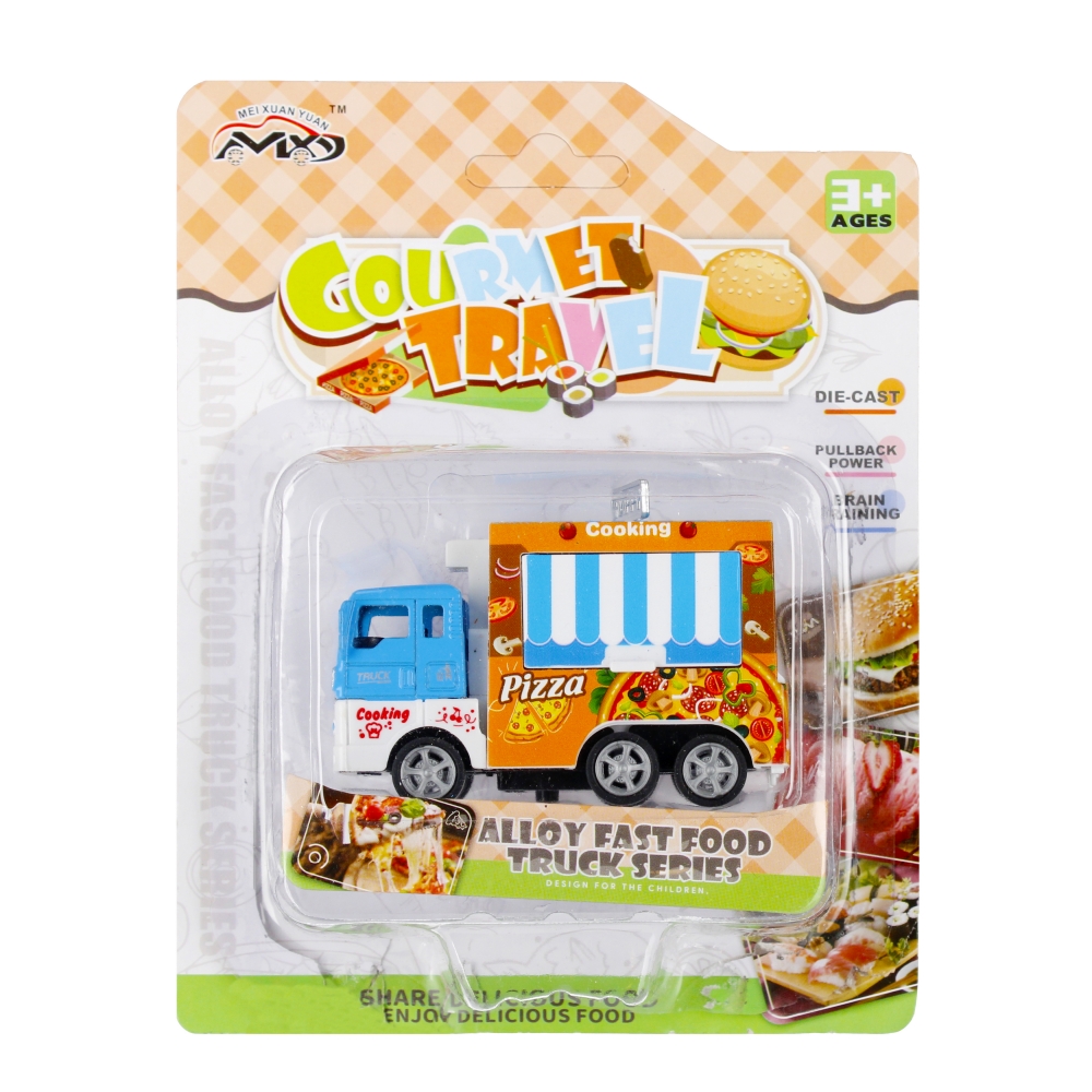 auto foodtruck met pull back 14x18x5 mix4 mc 168/3
