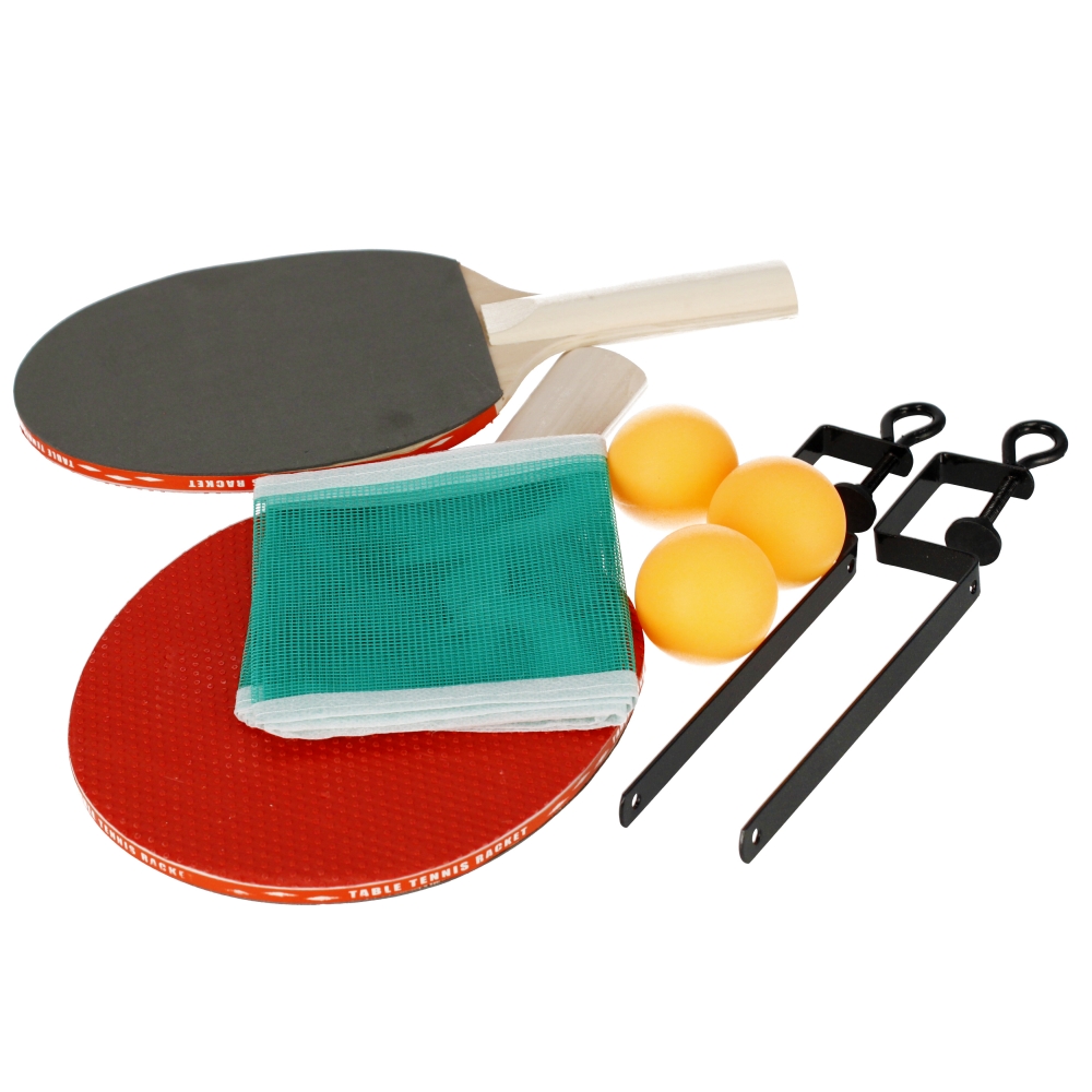 racchette da ping pong + 3 palline + rete 18x28x4