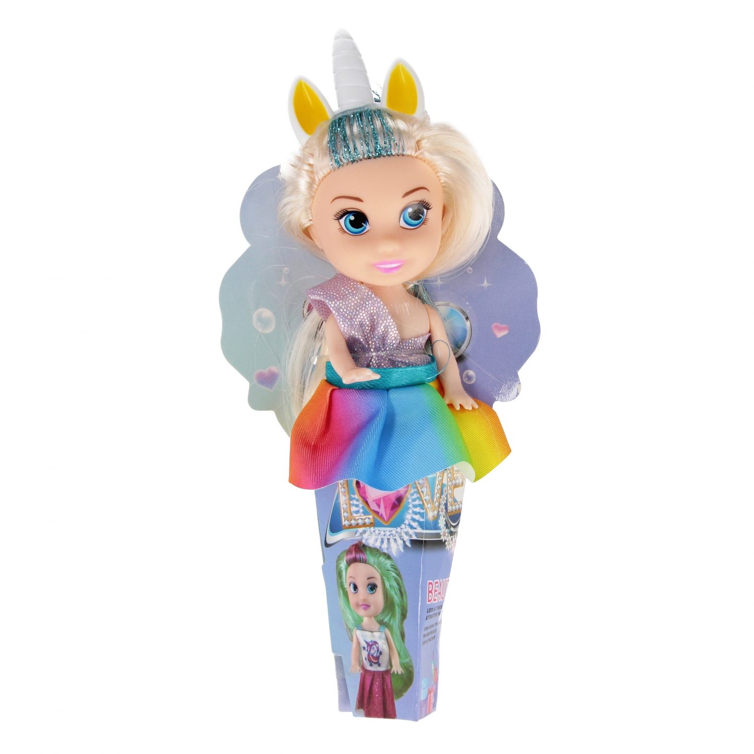 Bambola unicorno da 13 cm, 8x16 mesi Espositore 12