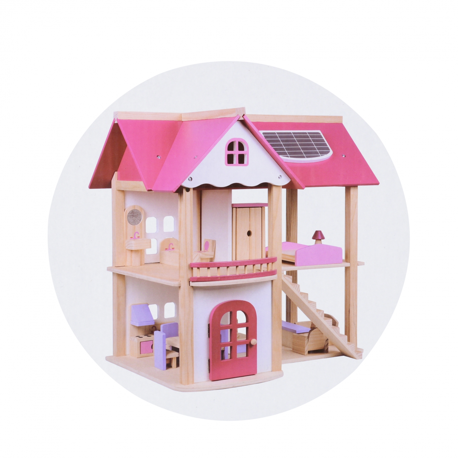 casa delle bambole in legno + accessori 56x54x8 mc