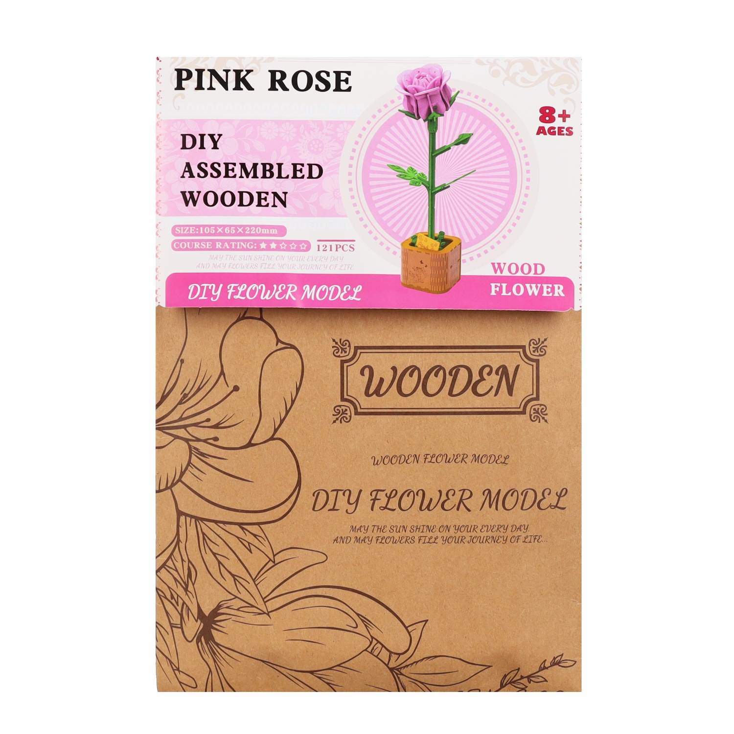 Set creativo di puzzle 3D in legno a forma di rosa