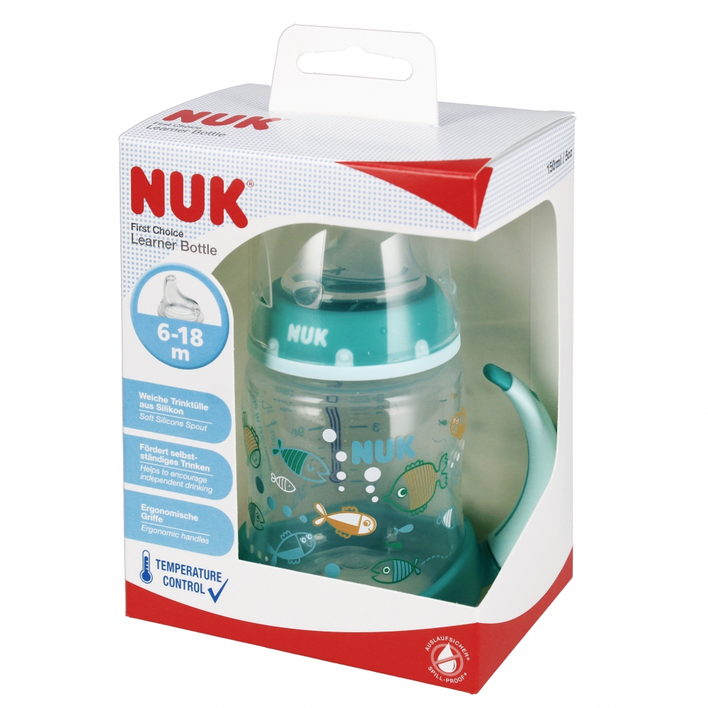 Sticla NUK First Choice 150ml, turcoaz, cu senzor de temperatura