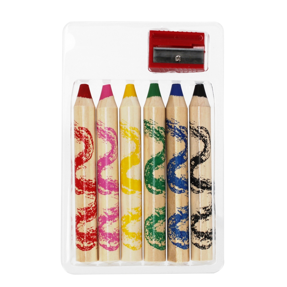 6 matite colorate jumbo + temperino a stella