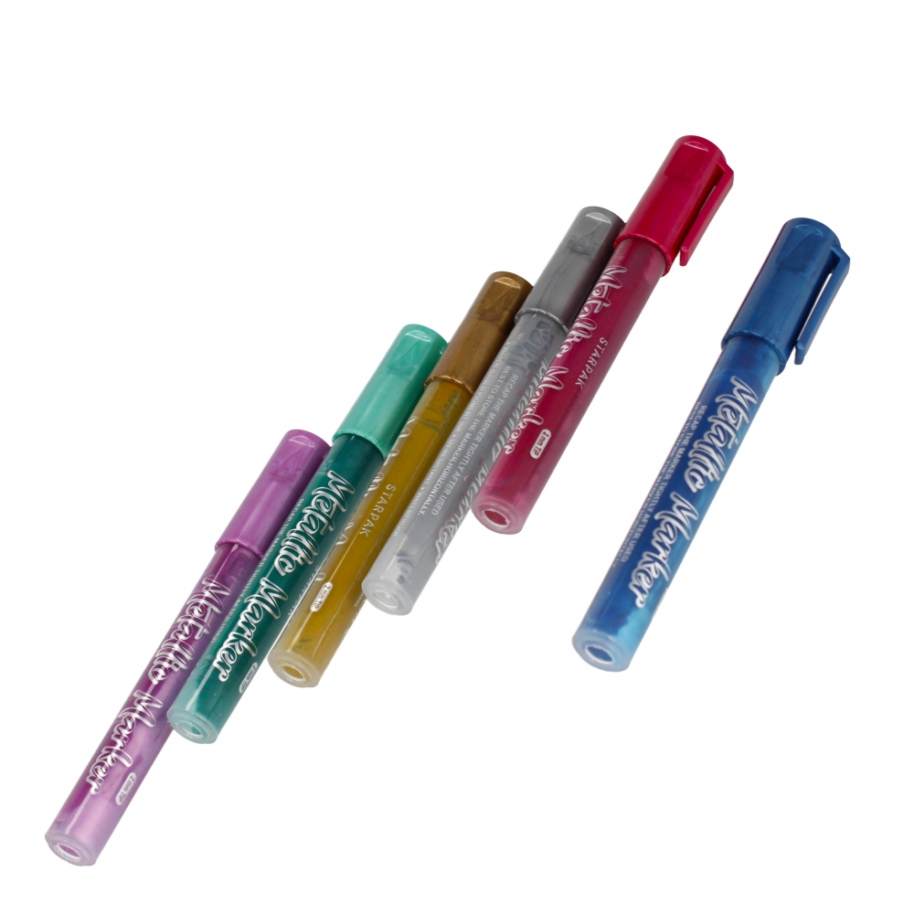 pennarello tondo in metallo 6 colori scatola fines