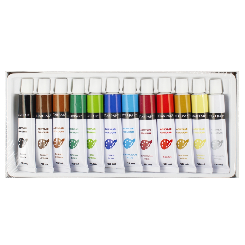colori acrilici 12 col 12 ml in tubo Starpak pud 1