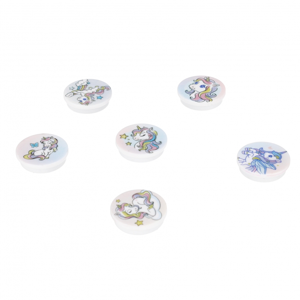 magnete colori unicorno 30mm confezione 6pz bliste