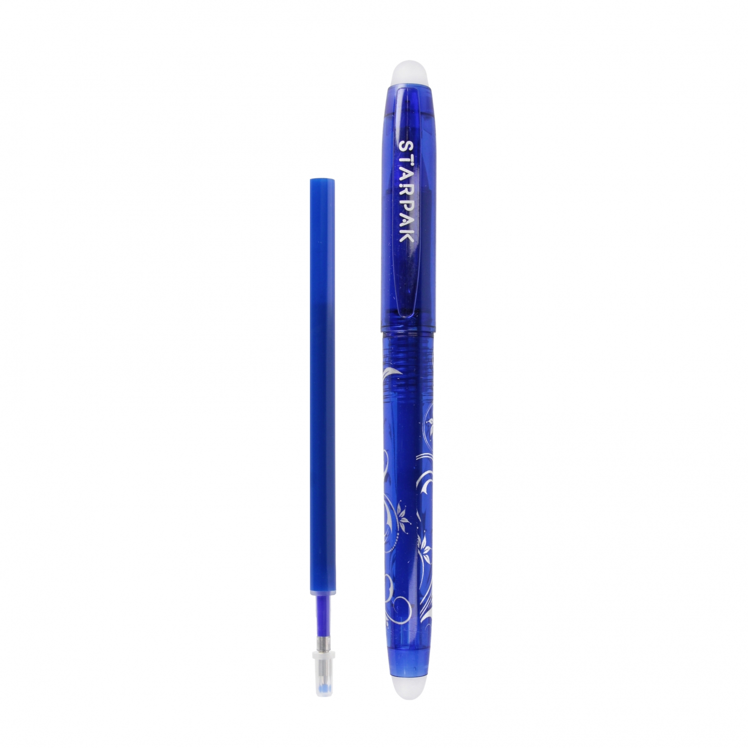 penna con gomma chiusa 0.7 + ricarica stella blu