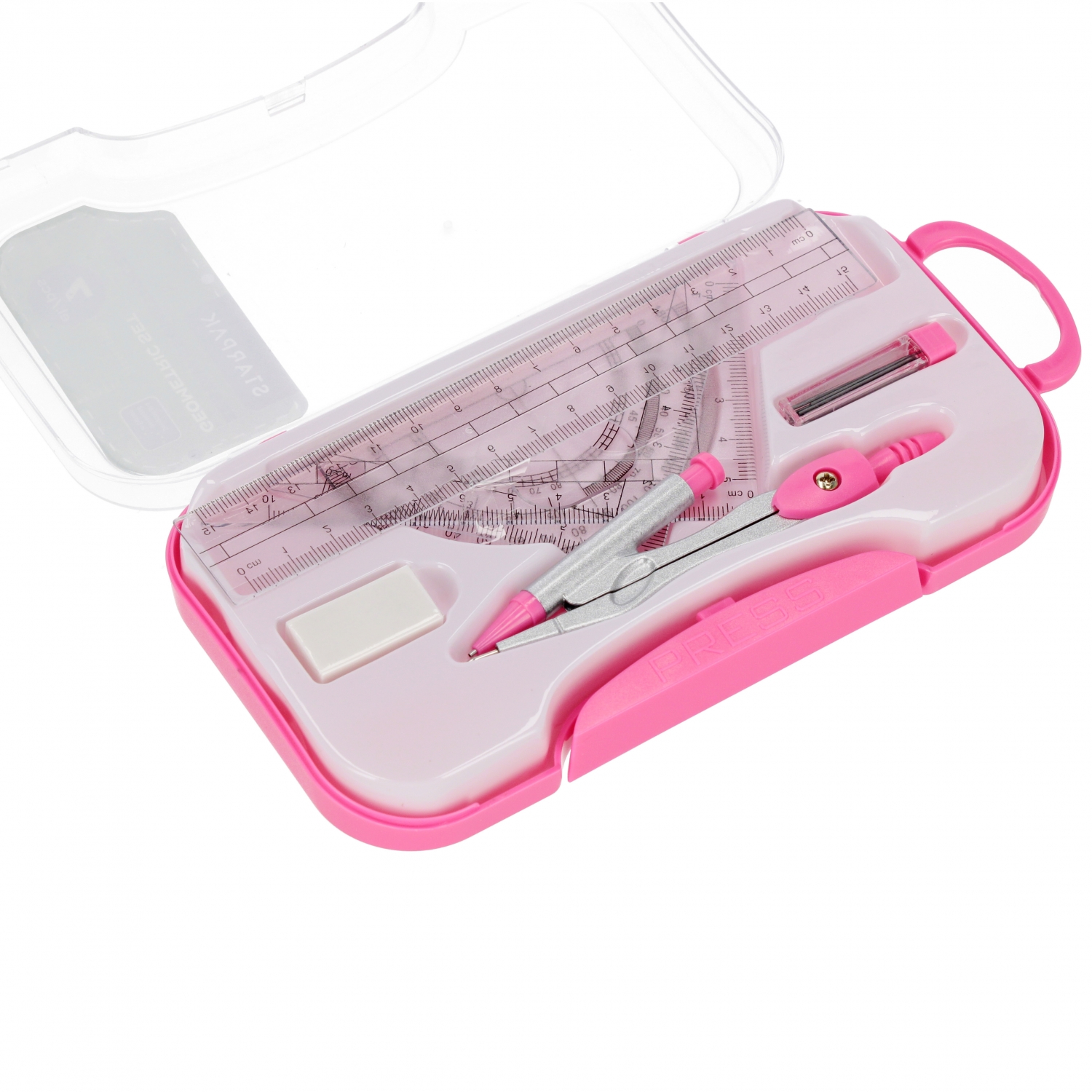 set per la scuola geometrici 7 pezzi rosa starpak